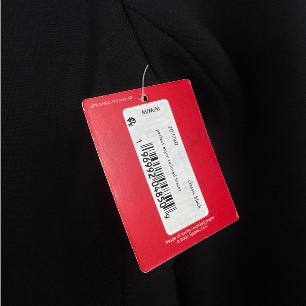 NWT Spanx Perfect Asymmetrical Tailored Classic Black Blazer Women’s Size Medium - Picture 7 of 8